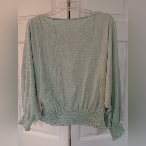 Anthropologie Mint Green Gerri Seersucker Boho Textured Blouse. Size M - Picture 6 of 7
